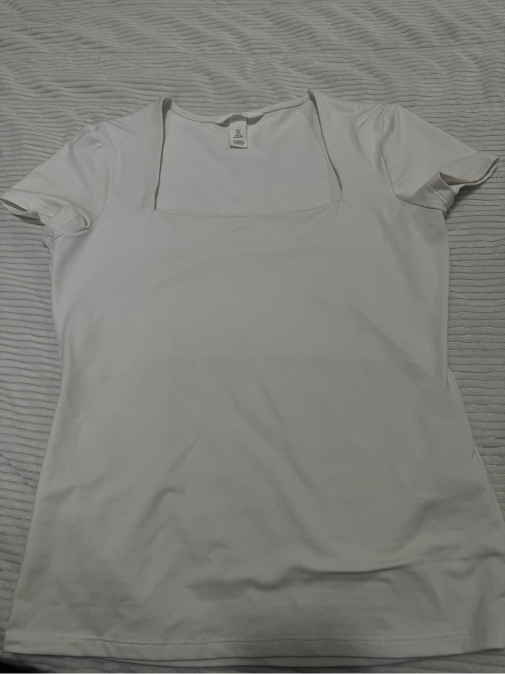 H&M White Square-Neck Short Sleeve Top